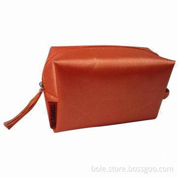 Promotional Cosmetic Bag, Made of Shiny Satin, Can be Customized by Clients' Logos